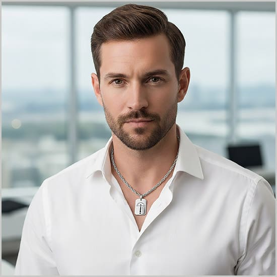 Silver dogtag w model